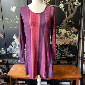 Mudd Long Sleeve Dress in Purple and Pink Stripes